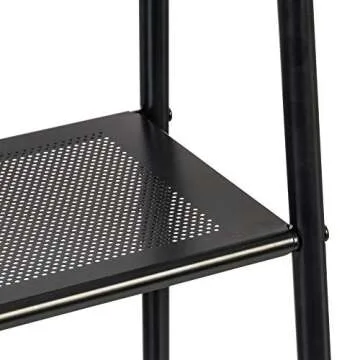 IRIS USA Clothes Rack with 4 Metal Shelves, Freestanding Clothing Racks for Hanging Clothes, Easy to Assemble, Standing Metal Sturdy Garment and Accessories Rack, Small Space Storage Solution, Black