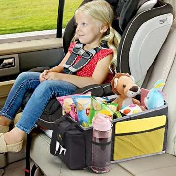 Alijees Car Seat Organizer - Backseat Car Organizer with Cup Holders, Car Storage Organization for Front Back Passenger Seat, Road Trip Essentials Kids for Travel Car Accessories, Black