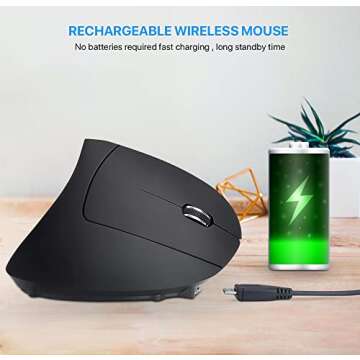 Letaclanic Ergonomic Wireless Mouse Unique Rechargeable Optical Vertical Mouse, 2.4G 5.0 Bluetooth Mouse Ergonomic with 6 Buttons, 800/1200/1600 DPI Wireless Mouse for Laptop,Desktop,PC,MacBook