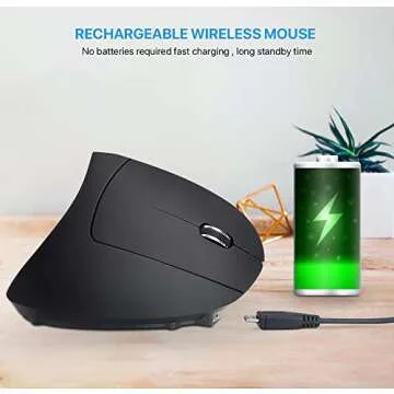 Letaclanic Ergonomic Wireless Mouse Unique Rechargeable Optical Vertical Mouse, 2.4G 5.0 Bluetooth Mouse Ergonomic with 6 Buttons, 800/1200/1600 DPI Wireless Mouse for Laptop,Desktop,PC,MacBook