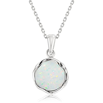 925 Sterling Silver White Opal Necklace – Elegant Bridal Jewelry