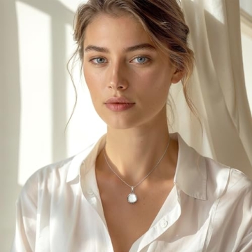 Elegant 925 Sterling Silver White Opal Necklace
