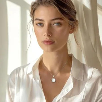 Elegant 925 Sterling Silver White Opal Necklace