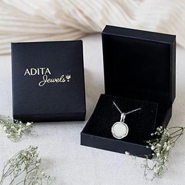 Elegant 925 Sterling Silver White Opal Necklace