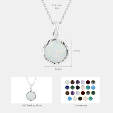 Elegant 925 Sterling Silver White Opal Necklace