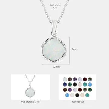 Elegant 925 Sterling Silver White Opal Necklace