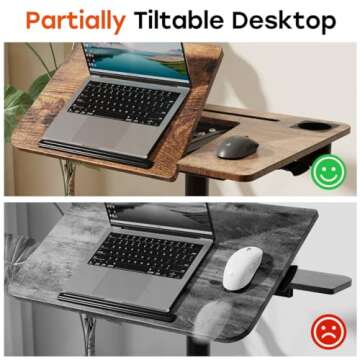 JOY worker Mobile Standing Desk, Height Adjustable Table, 60° Tiltable Rolling Laptop Desk, Portable Sit Stand Desk with Wheels Cup Holder for Bed Couch Hospital, Holds Up to 22lbs, Rustic