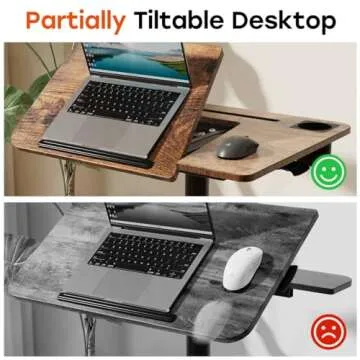JOY worker Mobile Standing Desk, Height Adjustable Table, 60° Tiltable Rolling Laptop Desk, Portable Sit Stand Desk with Wheels Cup Holder for Bed Couch Hospital, Holds Up to 22lbs, Rustic