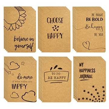 Paper Junkie 24 Pack Journals for Kids - Let's Be Happy Journals Bulk - Kraft Paper Notebooks School...
