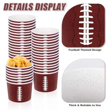 Shojoy Football Snack Bowls - 100 Disposable 8oz Paper Bowls