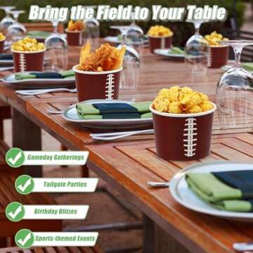 Shojoy Football Snack Bowls - 100 Disposable 8oz Paper Bowls