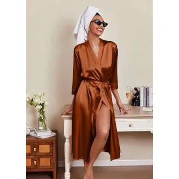 Ekouaer Silk Robes for Women - Elegant Satin Bride & Bridesmaid Sleepwear