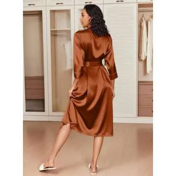 Ekouaer Long Satin Silk Robes for Brides and Bridesmaids