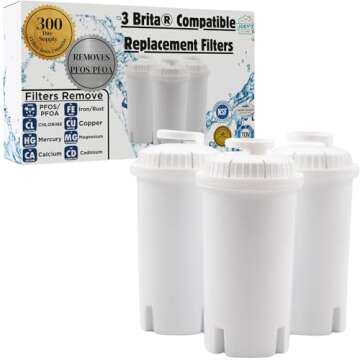 Replacement Filters for Brita Water Filter, Pitchers, Dispensers, Brita Water Pitcher, NSF Certified Pitcher Water Filter Pack of 3 Brita Filter Replacement