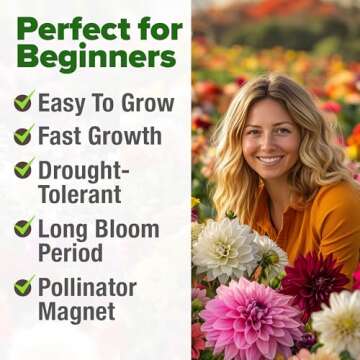 HOME GROWN Zinnia Dahlia Seeds Pack- Bulk Flower Seeds to Plant Outside for Vibrant Blooms, 524 Zinnia Seeds Perfect for Pollinator-Friendly Gardens, Borders, and Containers (Zinnia Elegans)