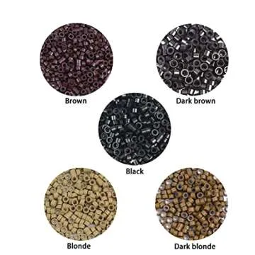 500 Pcs Silicone Lined Micro Rings Links Beads 5mm Lined Beads for Hair Extensions Tool (Black)