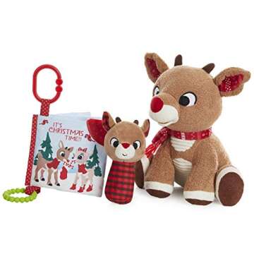 KIDS PREFERRED Rudolph The Red-Nosed Reindeer Set with Stuffed Animal, Plush Rattle, & Crinkle Teeth...