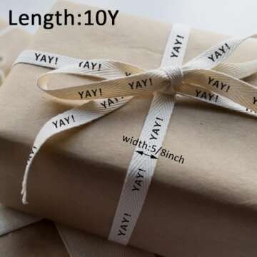 Yay! Cotton Ribbon, 5/8" x 10 Yards Cream White Ivory Cotton Ribbons Soft Natural Herringbone Webbing Tape Roll Fabric Ribbon for Home Décor Gift Present Wrapping DIY Crafts Birthday Wedding