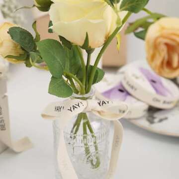 Yay! Cotton Ribbon, 5/8" x 10 Yards Cream White Ivory Cotton Ribbons Soft Natural Herringbone Webbing Tape Roll Fabric Ribbon for Home Décor Gift Present Wrapping DIY Crafts Birthday Wedding