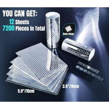 AIVS Self-Adhesive Glass Craft Mini Square & Round Mirrors Mosaic Tiles/Stickers for DIY Craft Decor...