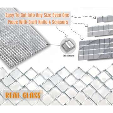 AIVS Self-Adhesive Glass Craft Mini Square & Round Mirrors Mosaic Tiles/Stickers for DIY Craft Decoration,5 x 5 mm,7200 Pieces