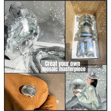 AIVS Self-Adhesive Glass Craft Mini Square & Round Mirrors Mosaic Tiles/Stickers for DIY Craft Decoration,5 x 5 mm,7200 Pieces