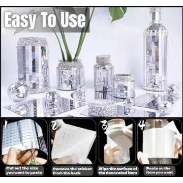 AIVS Self-Adhesive Glass Craft Mini Square & Round Mirrors Mosaic Tiles/Stickers for DIY Craft Decoration,5 x 5 mm,7200 Pieces