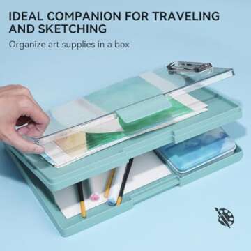 MeiLiang Travel Watercolor Paint Set, Watercolor Set Includes 48 Colors Solid Watercolors + 7.5x7.5 inch 100% Cotton Watercolor Paper(20 Sheets) + 1 Watercolor Brush + Green Double Layer Organizer