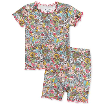 VAENAIT BABY Short Sleeve Summer Sleepwear Pajamas 2pcs Set Shirring Floral-Short L