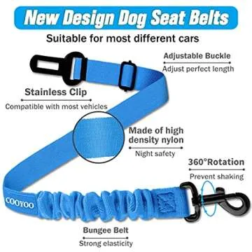 COOYOO Dog Seat Belt Set, 3-Piece Durable Car Safety Harness