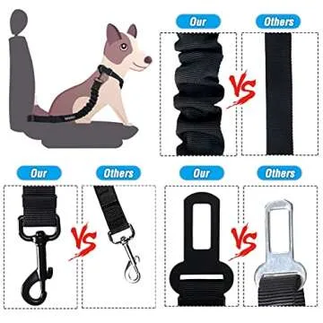 COOYOO Dog Seat Belt Set, 3-Piece Durable Car Safety Harness