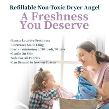 Truly Free Dryer Angel: Refillable Non-Toxic Dryer Sheet Alternative, Fabric Softener and Scent Booster - Includes: 1 Dryer Angel Cover with 2 Refills