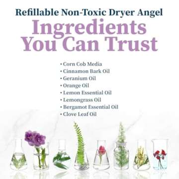 Truly Free Dryer Angel: Refillable Non-Toxic Dryer Sheet Alternative, Fabric Softener and Scent Booster - Includes: 1 Dryer Angel Cover with 2 Refills