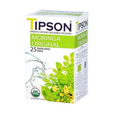 Tipson Organic Herbal Infusions - Moringa Original - Non GMO, Caffeine Free & Gluten Free - 25 Premium Tea Bags (Pack of 1)