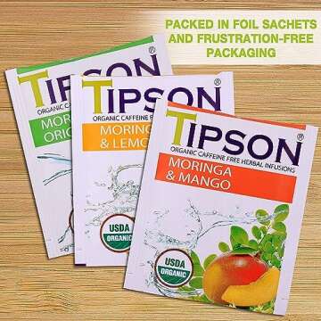 Tipson Organic Herbal Infusions - Moringa Original - Non GMO, Caffeine Free & Gluten Free - 25 Premium Tea Bags (Pack of 1)