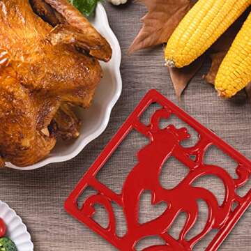 MINLUFUL Vintage Square Cast Iron Trivet - Metal Trivet for Hot Dishes, Heat Resistant Trivet Mat fo...