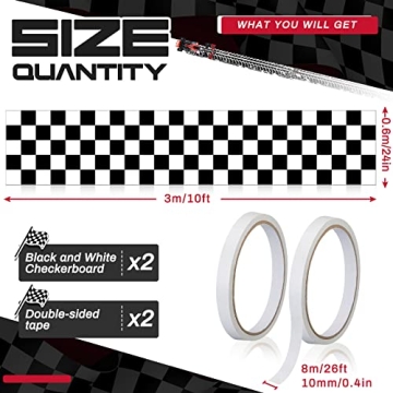 Racing Theme Aisle Runner - Checkered Polyester, 2 Pieces