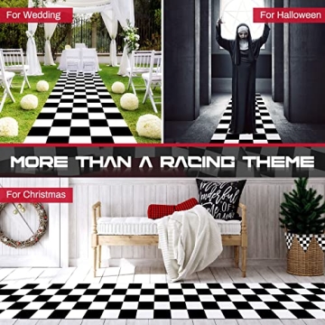 Racing Theme Aisle Runner - Checkered Polyester, 2 Pieces