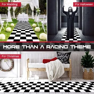 Racing Theme Aisle Runner - Checkered Polyester, 2 Pieces