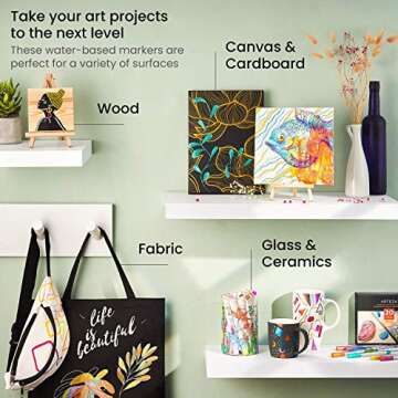 Arteza Metallic Acrylic Paint Markers, Set of 20, Paint Pens with Bullet and Wide Nib, Art & Craft Supplies for Glass, Pottery, Ceramic, Plastic, Rock, and Canvas Painting