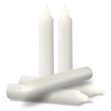 Emergency Candles - 24 Pack White Short Taper Candles - Unscented - Emergency Candles for Home and E...