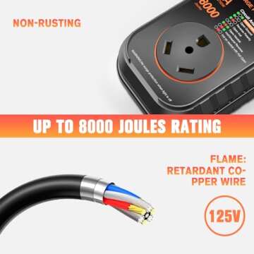 GEARGO RV Surge Protectors 30 Amp RV Circuit Analyzer, Full Protection(8000 Joules), RV Adapter Plug for Camper(Orange)