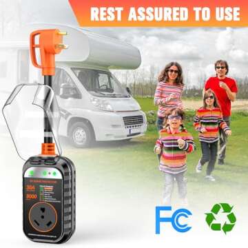 GEARGO RV Surge Protectors 30 Amp RV Circuit Analyzer, Full Protection(8000 Joules), RV Adapter Plug for Camper(Orange)