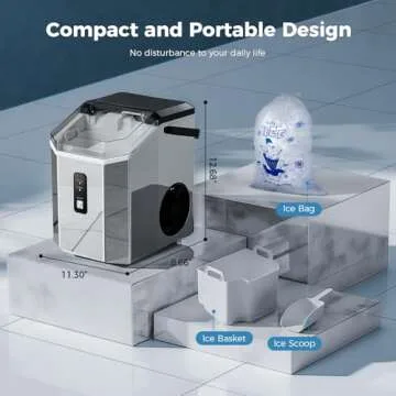 AGLUCKY Portable Nugget Ice Maker - 35lbs Daily Production