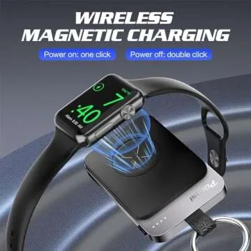 Pddosi Portable Charger for Apple Watch, 1500mAh iWatch Charger Travel, Magnetic Portable Watch Charger Keychain, Portable Wireless Charger for iWatch Series 10/9/8/7/6/5/4/3/2/SE/Ultra (Black)
