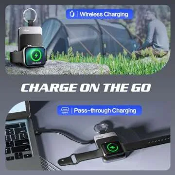 Pddosi Portable Charger for Apple Watch, 1500mAh iWatch Charger Travel, Magnetic Portable Watch Charger Keychain, Portable Wireless Charger for iWatch Series 10/9/8/7/6/5/4/3/2/SE/Ultra (Black)