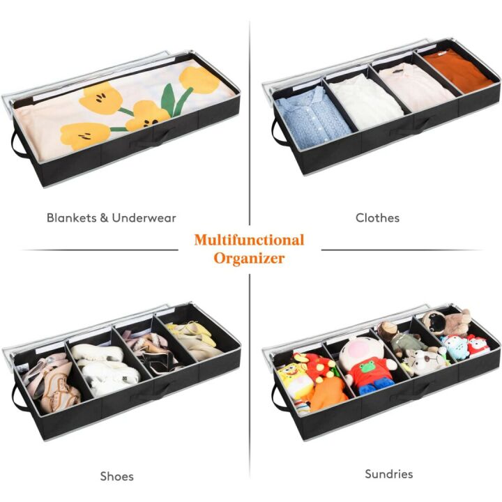 Under Bed Storage Organizer with Adjustable Dividers