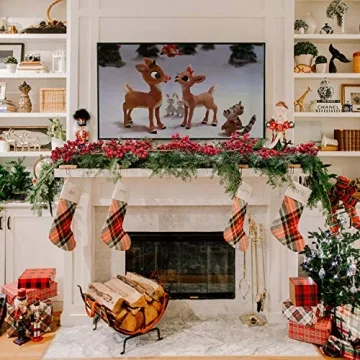 DearHouse 6FT Red Berry Garland, Flexible Artificial Red and Burgundy Berry Garland for Indoor Outdoor Hone Fireplace Decoration for Winter Christmas Holiday New Year Decor