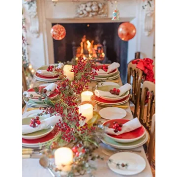 DearHouse 6FT Red Berry Garland, Flexible Artificial Red and Burgundy Berry Garland for Indoor Outdoor Hone Fireplace Decoration for Winter Christmas Holiday New Year Decor