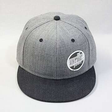 The Vintage Year Heather Wool Blend Flat Bill Adjustable Snapback Baseball Cap (Heather Black/Heathe...